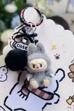 らぶぶ Labubu キーホルダー グレー大人気 可愛い ラブブ キーリング