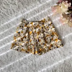 HusHHusHハイウェスト花柄ショートパンツ（2）マスタード色系　裏地付き
