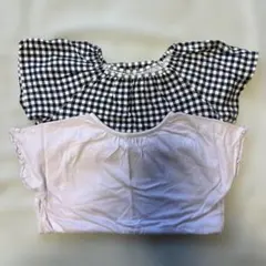 着用回数少なめ！ユニクロ　ギンガムチェック✖️うす紫半袖Tシャツ　2枚セット　90