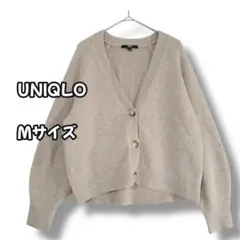 S0311　ユニクロ　Vネックカーディガン　アイボリーベージュ　M