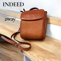 【良品】 INDEED レザー 2way バッグ ブラウン