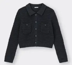 GU ブークレニットジャケット　ネイビー　レディース　M ミニ丈　カーディガン