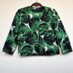 ZARA BASIC ボタニカル柄のノーカラージャケット サイズL