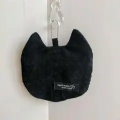 猫耳型コーデュロイポーチ 　黒猫