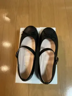 フォーマルシューズ 黒 20.0cm ストラップ付き リボン