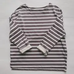 junjun ボルドー薄紫とホワイトストライプ Tシャツ M