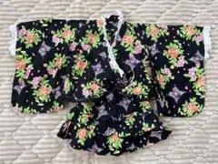 女の子 甚平 90サイズ 上下セット 蝶々 牡丹 浴衣ドレス レース