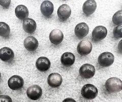 メキシコ産 シルバーオブシディアン ラウンド 6mm 122粒セット 穴あき