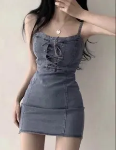 SHEIN デニムキャミワンピース M