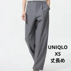 タックワイドパンツ　丈長め　グレー　XS