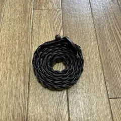 ダークブラウン レザー 編み込みベルト