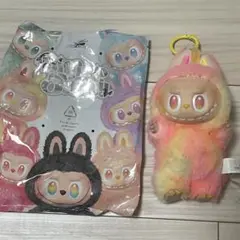 正規品 ラブブ ぬいぐるみキーホルダー オレンジピンク　popmart