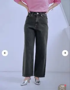 【COHINA】セミワイドストレート　ウォッシュブラック　short XS