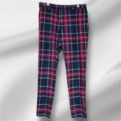 ZARAザラ 裾ジップ チェック柄 スキニーパンツ レッド×ブラック　スリム