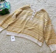 javaコラボ ニット　ジャガード イエロー XL 新品　クラシカルエルフ