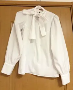 An MILLE アンミール ホワイト 長袖 ブラウス トップス リボン M