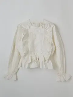 Crank Pintuck Lace Collar Blouse リボン 半袖 CRANK（クランク）の「韓国ブランド CRANK クランク PINTUCK LACE