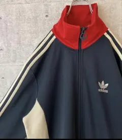 アディダス 刺繍 トラックジャケット オーバーサイズ 紺色　美品！