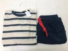 07）HANES ウィメンズ ラウンジウェアセット オフホワイト/ネイビー Lのサムネイル