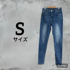 スキニーデニム Sサイズ デニムブルー　裏地ボア