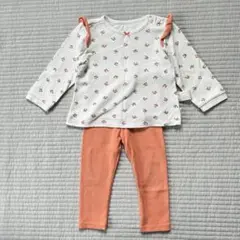 韓国子供服 パジャマ 女の子 セットアップ 綿 コットン オレンジ 花柄 長袖