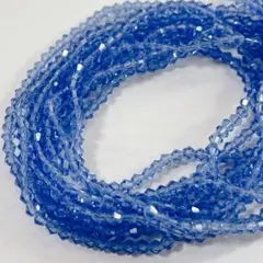 xk460/new！ガラスビーズ◇ソロバン形　ブルー　10連