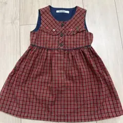 ファミリア　ワンピース　チェック　ジャンパースカート　100センチ