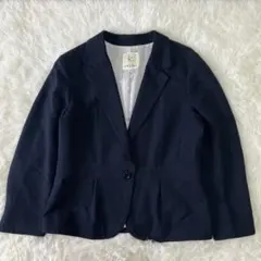極美品✨大きいサイズ2XL【組曲】テーラードジャケット 毛混 ネイビー ラメ 6