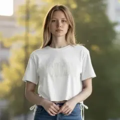 wego SCREAM ロゴ刺繍 クロップド丈 Tシャツ ホワイトのサムネイル