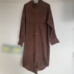merlot ブラウン コーデュロイワンピース　ブラウン　長袖