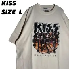 KISS Tシャツ L キッスTシャツ L オフホワイト　バンドTシャツ バンT