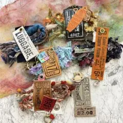 1☆デザインタグ デニムリメイク 革タグ レザータグ 引き揃え糸 ハンドメイド