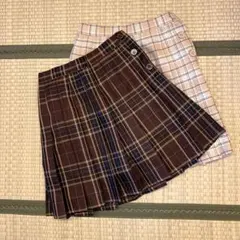 レピピアルマリオ　チェック　プリーツスカート　L ブラウンとベージュ2セット