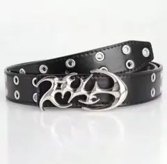 スタッズ付き黒ベルト メタルバックル