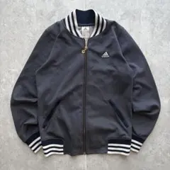 adidas トラックジャケット ブルゾン 紺 ホワイト 短丈 y2k