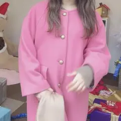 Dot＆Stripes CHILD WOMAN ロングコート　ピンクのサムネイル