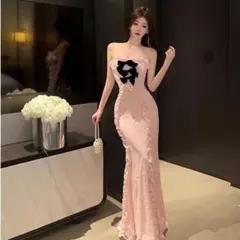 まとめ買いok!セクシーキャバドレス　ピンク♪ロング丈でエレガントな装いに