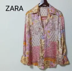 【美品】ZARA　長袖シャツ　ブラウス　ピンク系