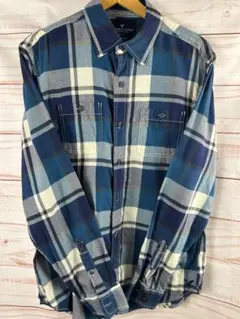 【美品】アメリカンイーグル チェック長袖シャツ ブルー系 M