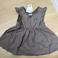 ゴ*ー様 ブラウン チェック柄 フリルチュニック 140cm