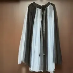 バイカラー チュール ロングスカート フレア