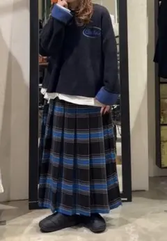 nikoand ニコアンド チェックツイルキルトスカート　Ｌ