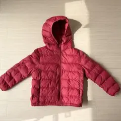 ユニクロ キッズ 120 ダウンジャケット 赤 フード付き アウター男の子女の子