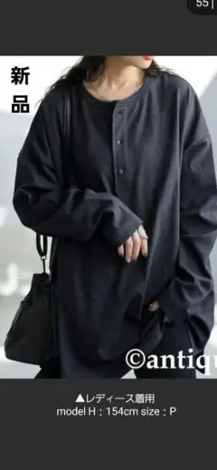 アンティカ　ヘンリーネックバスクTシャツ