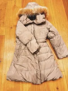 BALMAIN ベージュ　バルマン　ロングダウンコート　ブルーフォックス　ベルト