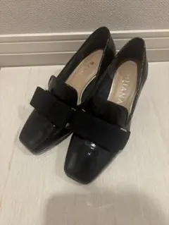 DIANA ブラックリボンパンプス 中ヒール