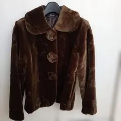 ファーアウター　ショートコートブラウン