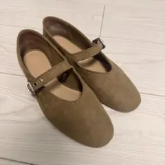 ブラウン スエード バレエシューズ