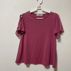 MAKELET リヨン　ピンク レース袖 半袖Tシャツ　38のサムネイル
