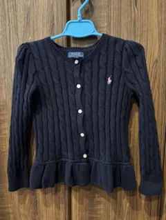 Polo キッズ　ネイビー ケーブルニットカーディガン